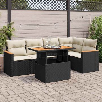 Set mobilier de grădină cu perne, 5 piese,poliratan/lemn acacia