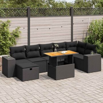 Set mobilier de grădină cu perne, 5 piese,poliratan/lemn acacia