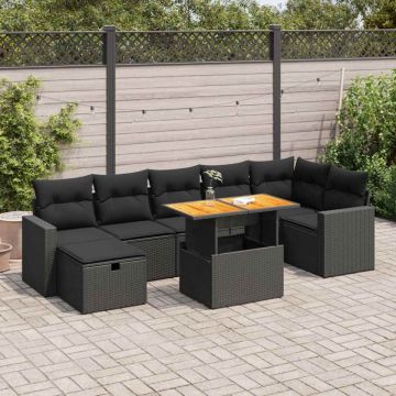 Set mobilier de grădină cu perne, 5 piese,poliratan/lemn acacia