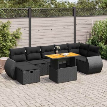 Set mobilier de grădină cu perne, 5 piese,poliratan/lemn acacia