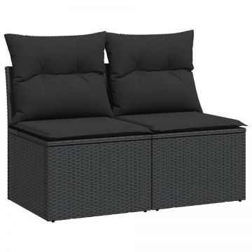 Set mobilier de grădină cu perne, 2 piese poliratan/lemn acacia