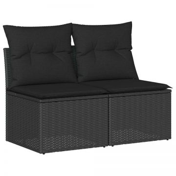 Set mobilier de grădină cu perne, 2 piese poliratan/lemn acacia