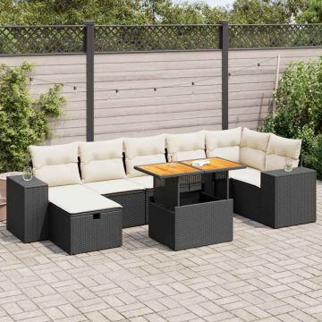 Set mobilier de grădină cu perne, 5 piese,poliratan/lemn acacia