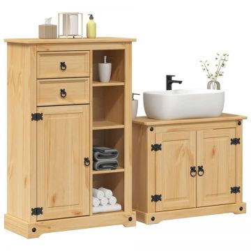 Set mobilier de baie „Corona”, 2 piese, lemn masiv de pin