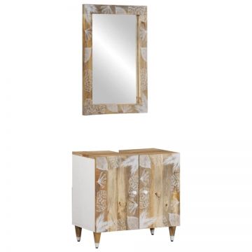 Set mobilier de baie, 2 piese, lemn masiv de mango