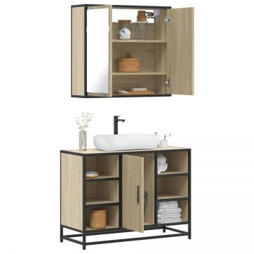 Set mobilier de baie, 2 piese, stejar sonoma, lemn prelucrat