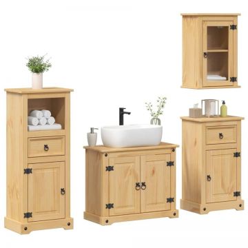 Set mobilier de baie „Corona”, 4 piese, lemn masiv de pin