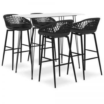 Set mobilier de bar, 5 piese, alb și negru