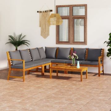 Set mobilier grădină cu perne, 6 piese, lemn masiv acacia