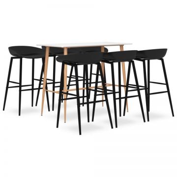 Set mobilier de bar, 7 piese, alb și negru