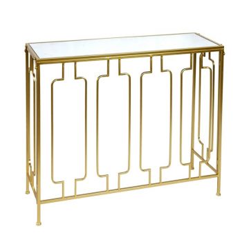 Consola Gold Metal-mirror Glass Pako World Auriu 91.4x31.8x77.5 cm