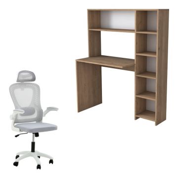 Set 2 buc mobilier studenti birou si scaun de birou Delison Pako World Gri 113x40x142 cm