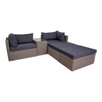 Set mobilier de grădină din rattan artificial gri închis pentru 3 persoane Rossi - House Nordic