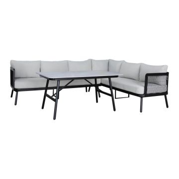 Set mobilier de grădină gri din aluminiu pentru 5 persoane Edinburgh – Rojaplast